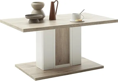 Image de Couchtisch >SANTERNO< in Viking Ecihe Dekor / Soft White - 95x45x55 (BxHxT)