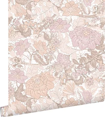 Obrázok produktu pre ESTAhome tapeta kvetinový vzor svetlo fialová a terakota 50 x 900 cm
