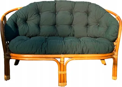 Produktbild von Kissen für ein Rattan-Gartensofa, dunkelgrün, Kissen für die Rückenlehne und den Sitz eines Rattan-Gartensofas