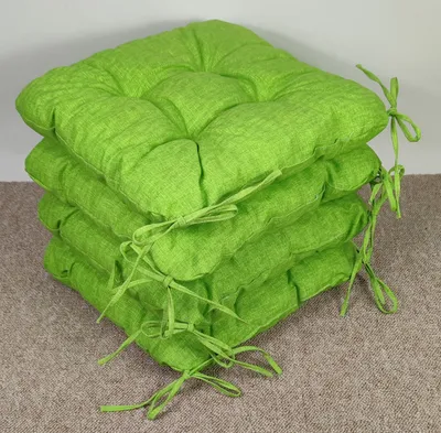 Produktbild von Set 4 x Stuhlkissen/Sitzkissen Lara 38 x 38 cm Dicke 8 cm, Fb. Colore Verde chiaro (hellgrün) mit Schleifen