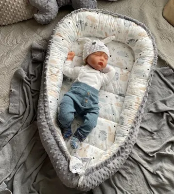 Produktbild von HASE Beige/ Minky Graphit SOLO Babynestchen Unterlage Babynest Wicleklunterlage Reisebett Babydecke Babyausstattung 4 Jarhreszeiten PREMIUM Geschenk