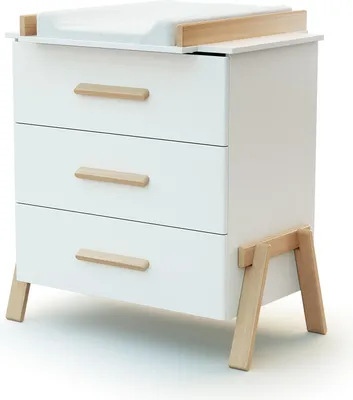 Produktbild von AT4 - Canaille Wickelkommode mit 3 Schubladen | 87 x 66 x 94 cm | Beine aus massivem Holz