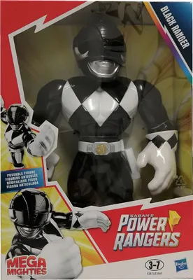 Zdjęcie produktu dla Hasbro E5873 Saban's Power Ranger Black Ranger Mega Mighties, figurka z ruchomymi mięśniami, czarna, Playskool Heroes 25 cm