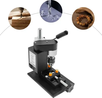 Produktbild von Mini Tischbohrmaschine - Säulenbohrmaschine - 7 Stufen - 0–8000 U/min - Kupferkernmotor - EU-Stecker - 110–220 V AC - Präzisionsschraubstock - Schwarz