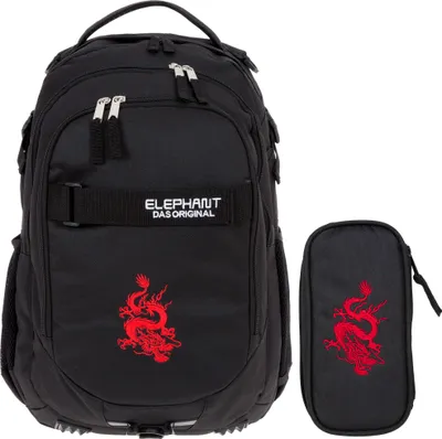 Produktbild von Schulrucksack Set 2 Teile Elephant Hero Signature Rucksack Schultasche Jungen  Mäppchen BOX 12645 Dragon r mb
