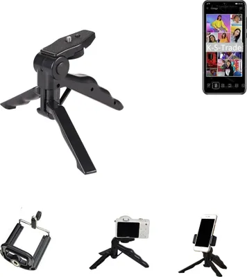 Produktbild von K-S-Trade Stativ Tisch-Ständer Dreibein Handy-Stativ Ständer kompatibel mit Huawei Y8p Mini-Stativ Smartphone Tripod Handy-Stativ aus Plastik