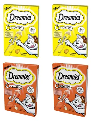 Produktbild von Dreamies Creamy 16x10g Cremiger Leckerbissen für Katzen Mix aus Hühnchen- und Käsegeschmack