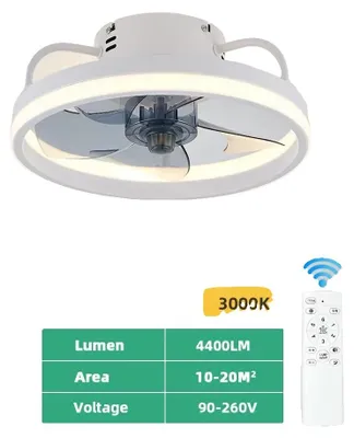 Image de Ventilateur de plafond, télécommande, éclairage LED variable, BLANC