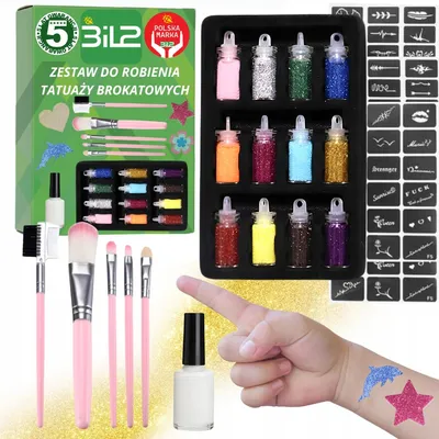 Produktbild von Großes Glitzer-Tattoo-Set BiL2 für Kinder, Bastelset