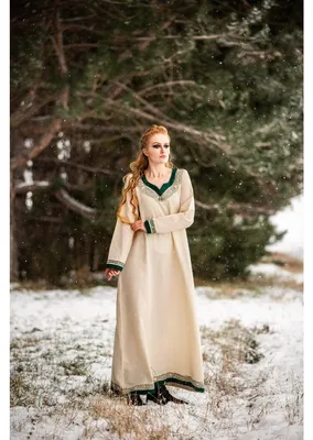 Produktbild von Wikinger Kleid Natur/Grün "Lagertha" XL