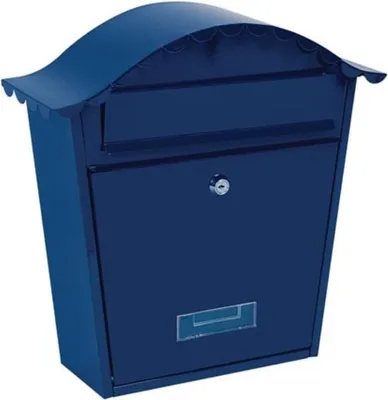 Produktbild von Blaue Wandbriefkastenbox mit Namensschild und 2 Schlüsseln