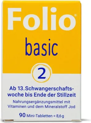 Immagine prodotto di Folio 2 Basic dalla 13a settimana di gravidanza fino al termine dell'allattamento, 90 compresse