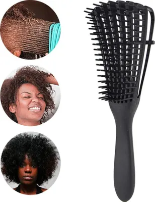 Produktbild von Haarbürste Entwirrungsbürste für Naturhaar für Afro-Haare 3a bis 4c Verworrenes, Welliges, Lockiges Haar, Entwirrer leicht mit Nass/Trocken, Verbesserung der Haartextur
