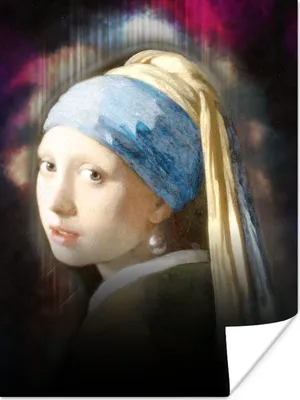 Produktbild von MuchoWow® Poster Das Mädchen mit dem Perlenohrring - Vermeer - Regenbogen 120x160 cm - Wandbilder