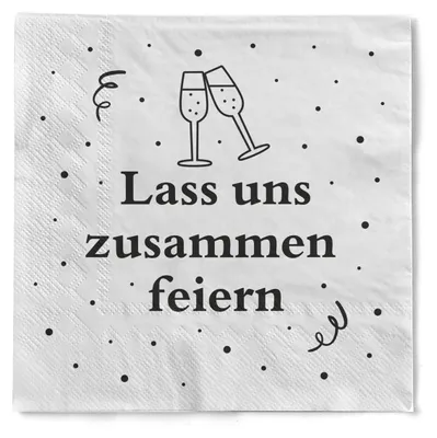 Produktbild von Sovie HOME Serviette "Lass uns zusammen feiern" aus Tissue 33 x 33 cm, 3-lagig, 1/4 Falz, 20 Stück