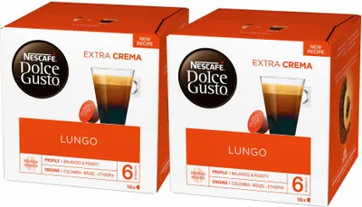Produktbild von Nescafé Dolce Gusto Caffè Lungo, Kaffe, Kaffekapsel, 2er Pack, 2 x 16 Kapseln