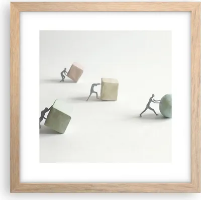 Produktbild von Gerahmtes Poster - Rahmen in heller Eiche - Symbol Kugel Würfel - 30x30 cm - Wand Bild - Wanddeko - Wandbilder - Kunstposter - Wandposter - Bilderrahmen - Bilder - Kunstdruck - P2NAC30x30-4688