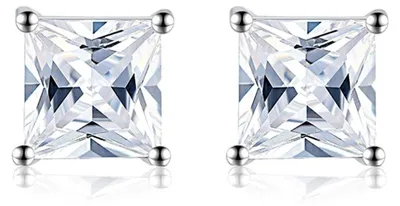 Produktbild von Solidchoice – Ohrstecker für Damen, mit Prinzessenschnitt und simulierten Diamanten