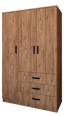 Produktbild von Valdengo - Kleiderschrank 3 Türen, 90x47cm Eiche Braun, 3 Regale