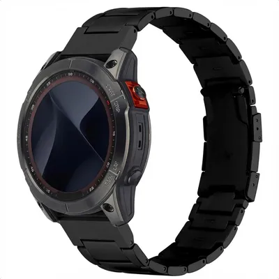 Productafbeelding van Accezz Mat Titanium bandje - Garmin 26 mm aansluiting - Zwart