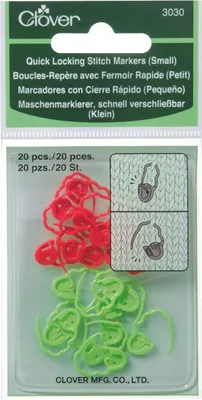 Produktbild von CLOVER CL3030 Schnellverschluss Maschenmarkierer (klein), Plastische, Mehrfarbig, 13 x 6.5 x 0.5 cm