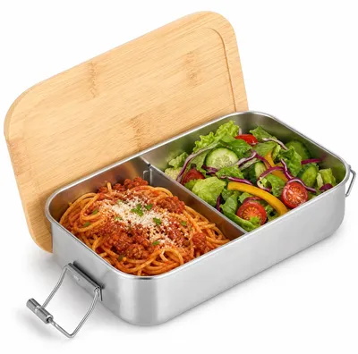 Immagine prodotto di Contenitore per alimenti in acciaio inossidabile Cozary, 1000 ml, contenitore per il pranzo per adulti, con scomparti, privo di BPA, scatola per il pranzo a tenuta stagna con guarnizione, ideale per il lavoro, la scuola e i picnic