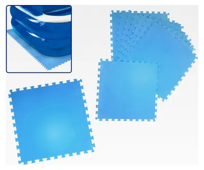 Produktbild von Poolmatte Set 16 Stück - 500x500x4mm Schutzmatten in Blau für Bodenschutz und Spielmatten