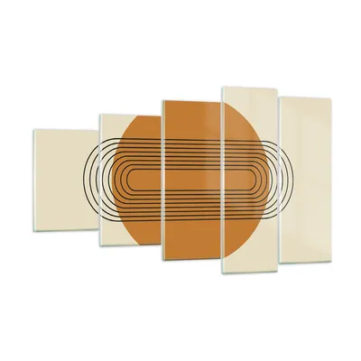 Produktbild von Bilder auf glas - 5 Teile - Stück Geometrisch Orange - 100x60cm - Glasbilder - Wandbilder - Bilder - zum Aufhängen bereit - Wanddekoration aus Glas - Glas Bilder - Wandbild auf Glas - GEG100x60-4877