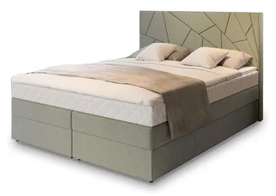 Produktbild von Masseno Boxspringbett TRANI 140x200 cm Komplett-Set mit Bonell Matratze und Topper, Polsterbett mit Bettkästen -Grün, INARI 34
