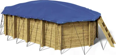 Produktbild von Aufblasbare Pool Abdeckplane für 8-Eck Holzpool Cariba 6,57 x 4,07 m Farbe blau AirCover