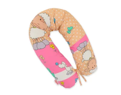 Image de Coussin de grossesse Longer pour femmes enceintes pour dormir - Moutons roses et beiges