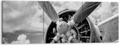 Produktbild von Bild auf Leinwand - Leinwandbild - 3 Teile - Motor Schwarzweiß Propeller - 150x50cm - Wand Bild - Wanddeko - Wandbilder - Leinwanddruck - Bilder - Wanddekoration - Leinwand bilder - CA150x50-4289