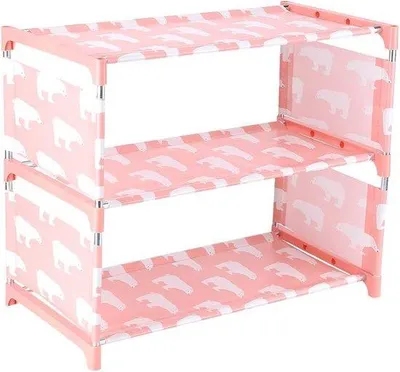 Produktbild von Famanu Schuhschrank 3 Ebenen staubdicht wasserdicht Vliesstoff - Eisbärmuster - Rosa 46 x 255 x 375 cm