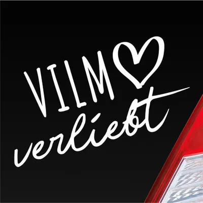 Produktbild von Auto Aufkleber Vilm verliebt Herz Insel Ostsee Liebe Car 19x10 cm Weiss Glanz Sticker Heckscheibenaufkleber