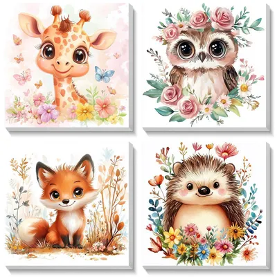 Immagine prodotto di Set per bambini per dipingere per numeri, 4 soggetti animali con cornice, 20x20 cm