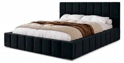 Obrázek produktu pro Postel s čalouněnou čelo a úložným prostorem, rozměr 180x200 cm, barva černá, model MARPUR