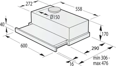 Produktbild von TH60E3W odsávač pár výsuv. GORENJE