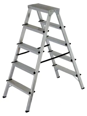 Produktbild von Aluminium Doppelleiter mit 2x5 Stufen und einer Tragfähigkeit von 120 kg