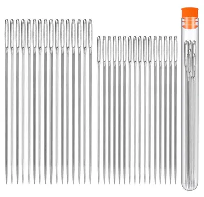 Produktbild von Nähnadeln Set 32 Stück Große Augen Nadeln 5cm 6.1cm Edelstahl Nadelflasche