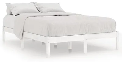 Obrázok produktu pre Rám postele – Robustný jednolôžkový a dvojlôžkový rám – Masívne borovicové drevo – Farba: matná biela – Rozmer: 160x200 cm