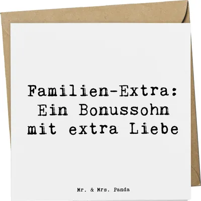 Produktbild von Mr. & Mrs. Panda Grußkarte Spruch Bonussohn Liebe - Weiß - Geschenk, Klappkarte, Dankeschön, doppelkarte, anlasskarte, Familienmitglied, Stiefsohn, Familienbindung