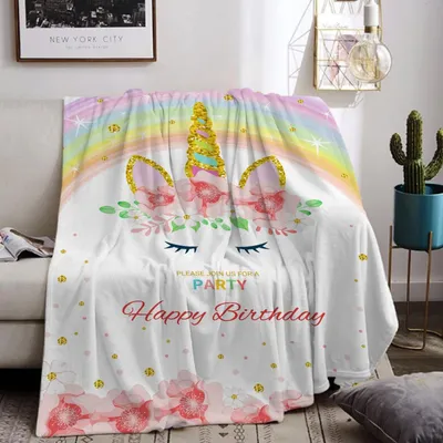 Image de Couverture en flanelle licorne, idéale pour les enfants, dimensions : 130 x 150 cm