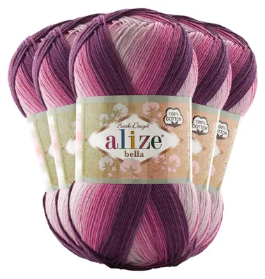 5 x 100g Baumwollstrickgarn ALIZE BELLA Batik Lilatöne
