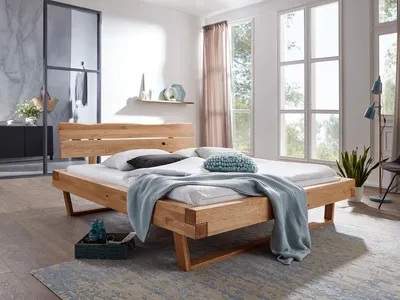 Produktbild von Doppelbett 180x200cm 'Silva' Wildeiche massiv geölt