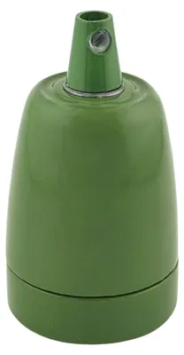 Productafbeelding van Porseleinen fitting, model E27, van porselein. Keramische fitting voor hanglampen en pendellampen, kleur groen