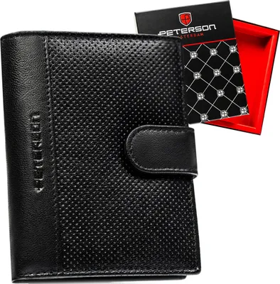 Obrázek produktu pro Peterson pánská kožená peněženka vertikální černá RFID 12,5x9,5 cm