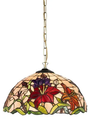 Image de Casa Padrino Luxe Tiffany Lampe à Suspendre Multicolore Ø 40 x H. 75 cm - Lampe à Suspendre Tiffany Art Déco - Salon Suspension - Lampe à Suspendre Déco - Luminaires Art Déco - Luminaires Tiffany de Luxe