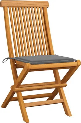 Produktbild von vidaXL Gartenstühle mit Grauen Kissen 8 Stk. Massivholz Teak