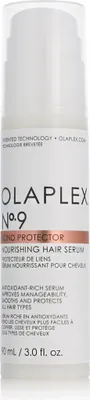 A product shot of a bottle of Olaplex No. 9 Nourishing Hair Serum.