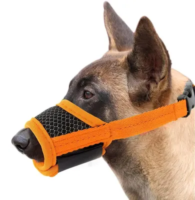 Obrázok produktu pre Ochranná maska pre psov, nastaviteľná, priedušná, veľkosť XL, oranžová